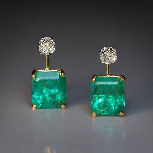 Vintage Turquoise Glass Square Earrings