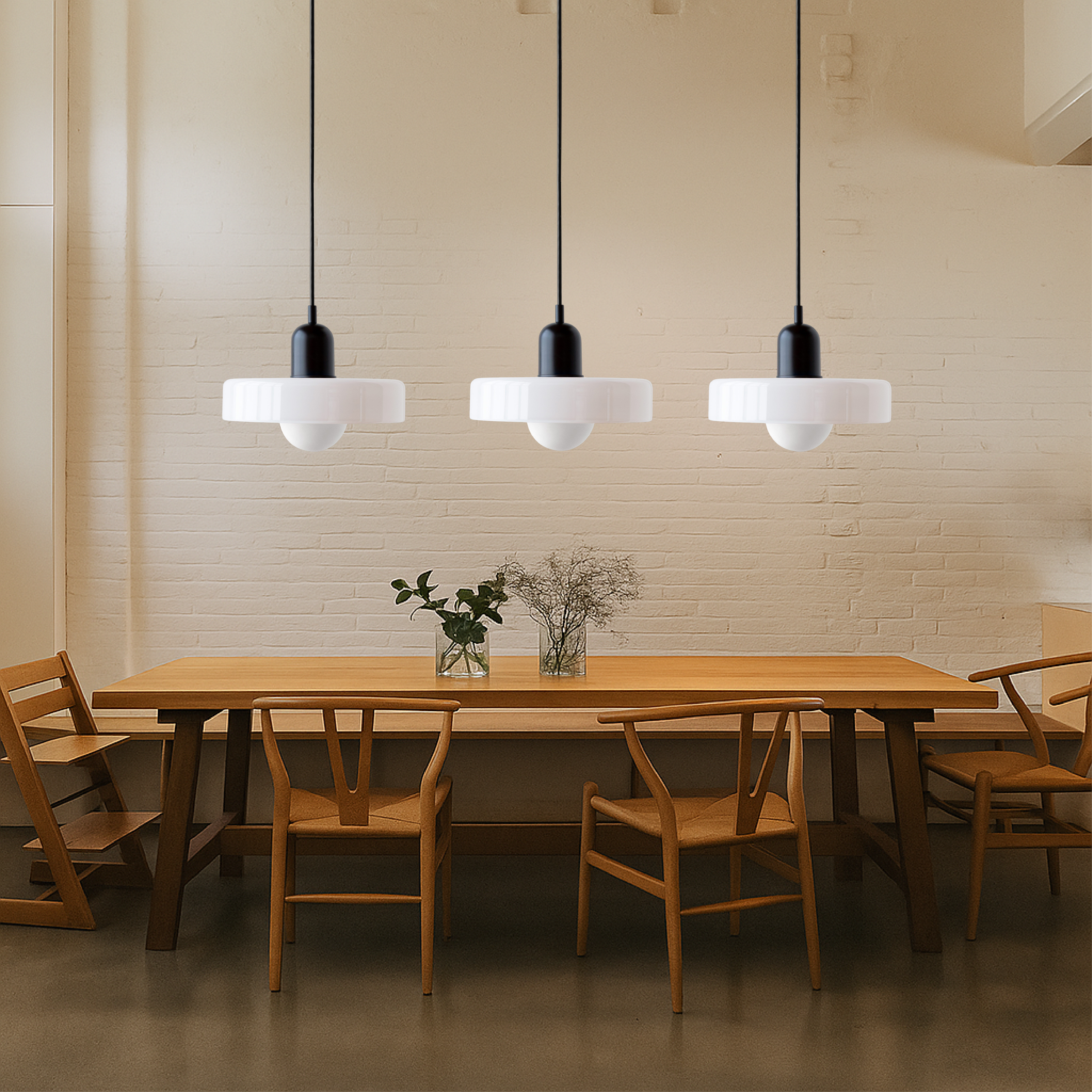 SoftGlow | 3-head Bauhaus Colored Glass Pendant Lamp