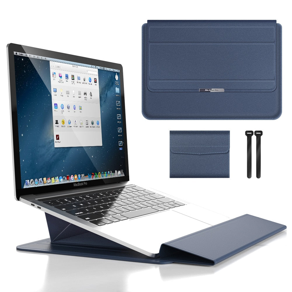 3-in-1 Waterproof Laptop Sleeve with Shock-Resistant Design and Accessory Storage | Elegant MacBook Case for Travel and Office