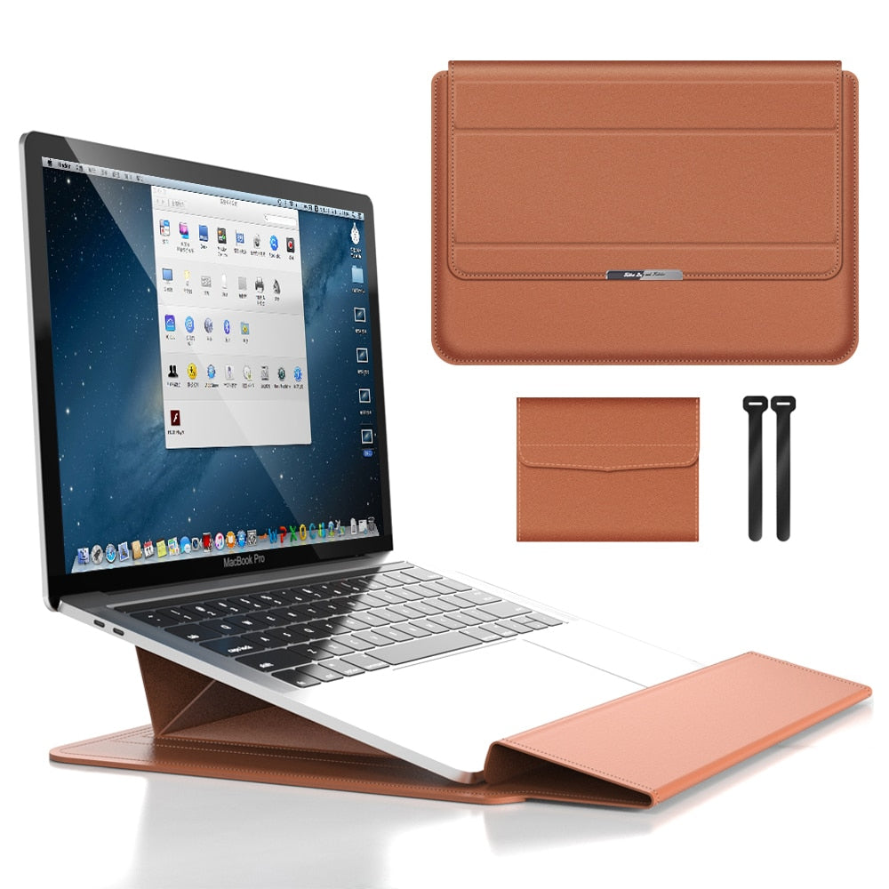 3-in-1 Waterproof Laptop Sleeve with Shock-Resistant Design and Accessory Storage | Elegant MacBook Case for Travel and Office