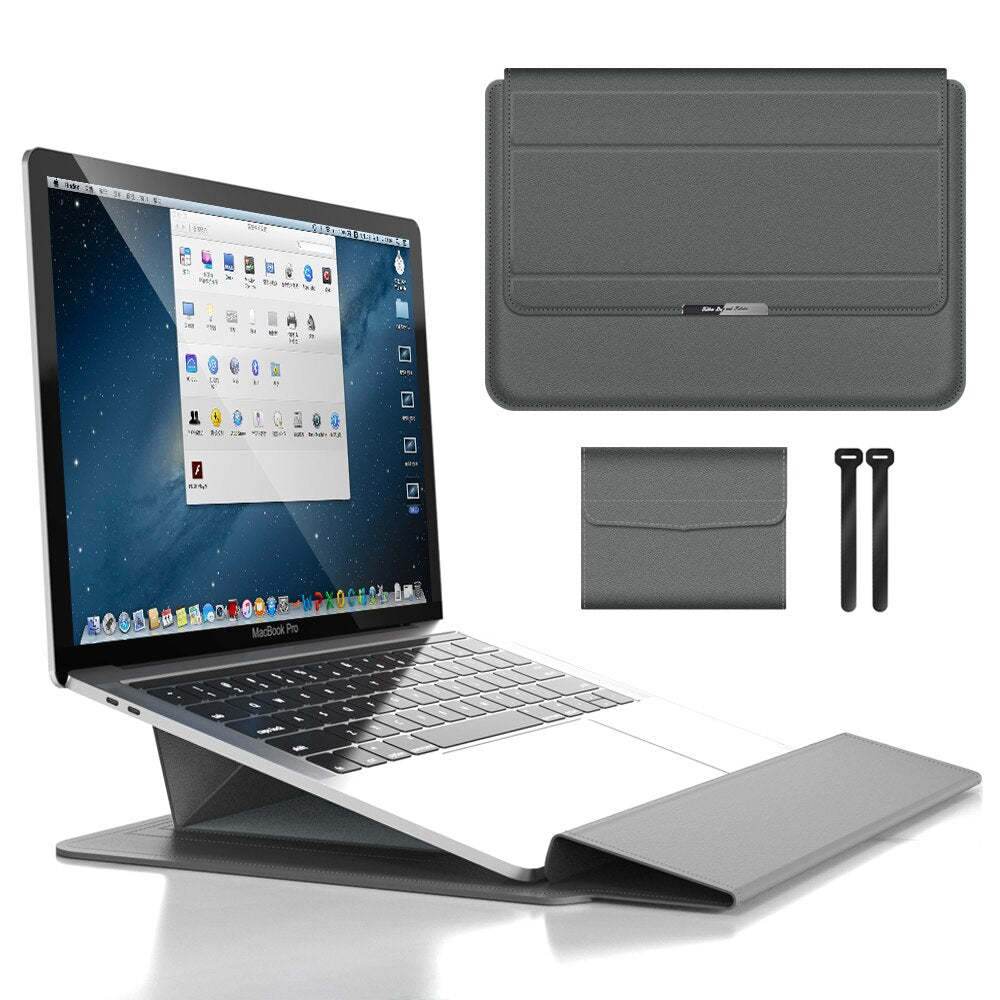 3-in-1 Waterproof Laptop Sleeve with Shock-Resistant Design and Accessory Storage | Elegant MacBook Case for Travel and Office