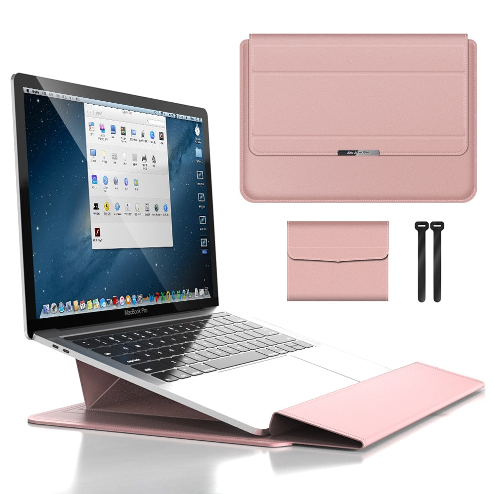 3-in-1 Waterproof Laptop Sleeve with Shock-Resistant Design and Accessory Storage | Elegant MacBook Case for Travel and Office