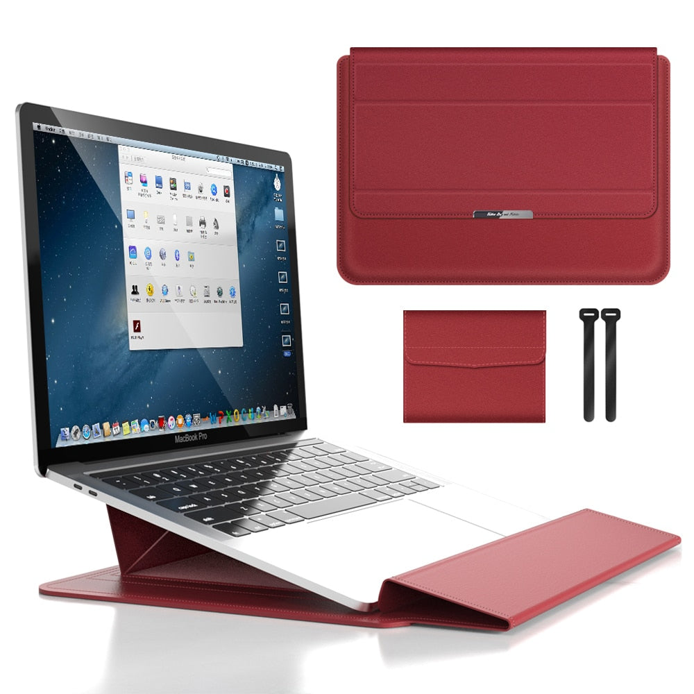 3-in-1 Waterproof Laptop Sleeve with Shock-Resistant Design and Accessory Storage | Elegant MacBook Case for Travel and Office