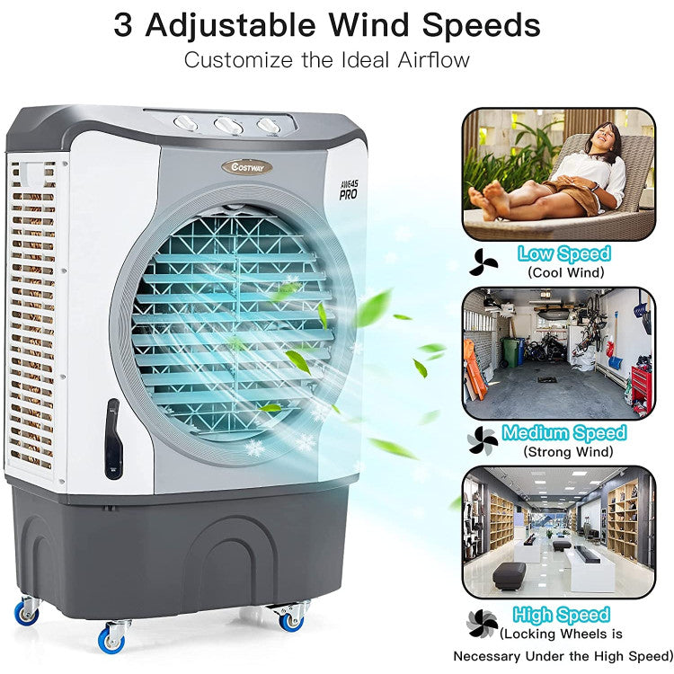 Aero | 4-in-1 Industrial Air Cooler – Heavy-Duty Evaporative Fan with 12-Gallon Tank & Rollers — High-Capacity Cooling | Ideal for Garages & Shops
