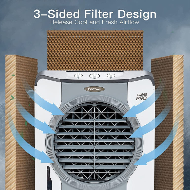 Aero | 4-in-1 Industrial Air Cooler – Heavy-Duty Evaporative Fan with 12-Gallon Tank & Rollers — High-Capacity Cooling | Ideal for Garages & Shops
