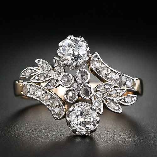 Vintage White Zirconia Wavy Leaf Ring