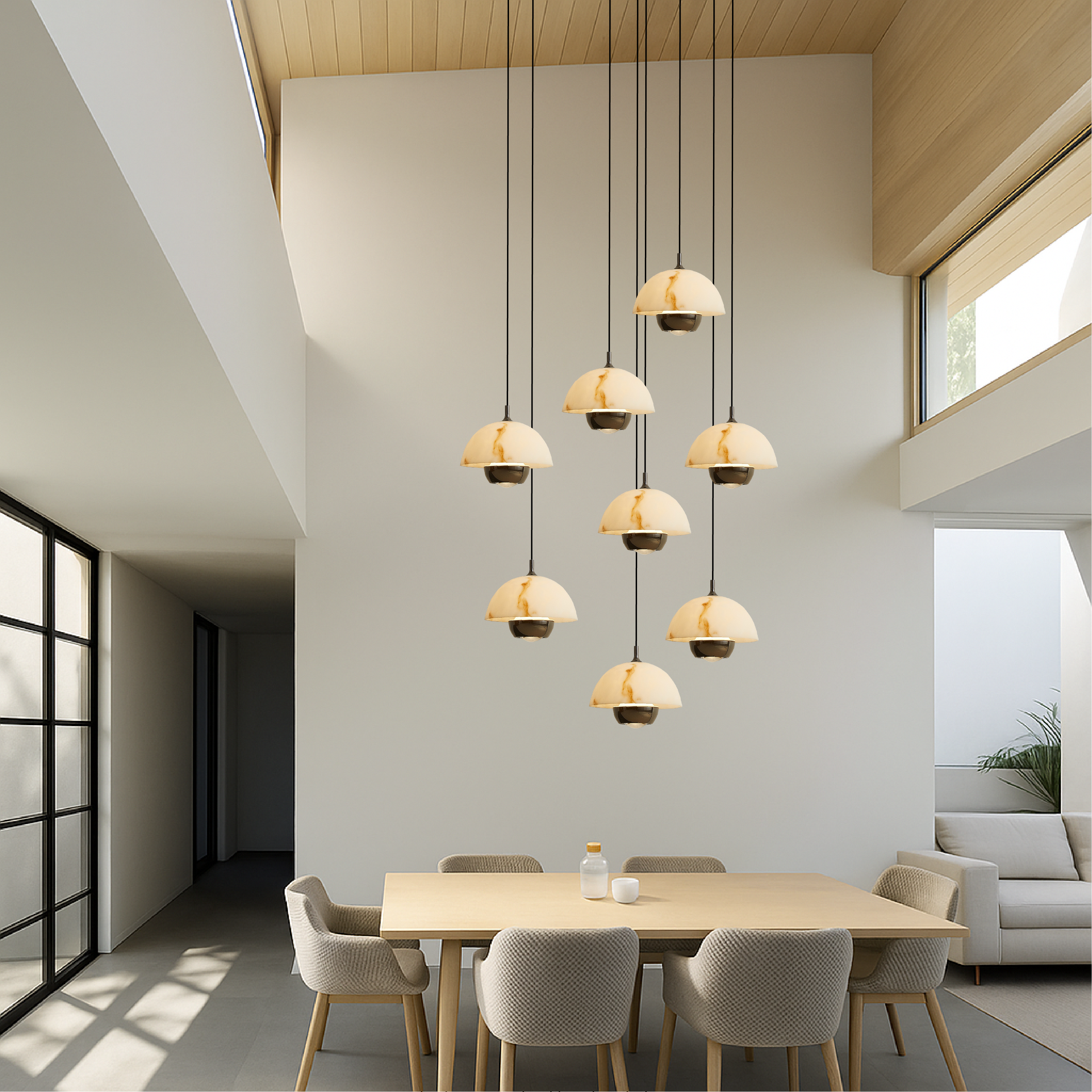 AureaStone | Luxury Natural Marble Staircase Chandelier