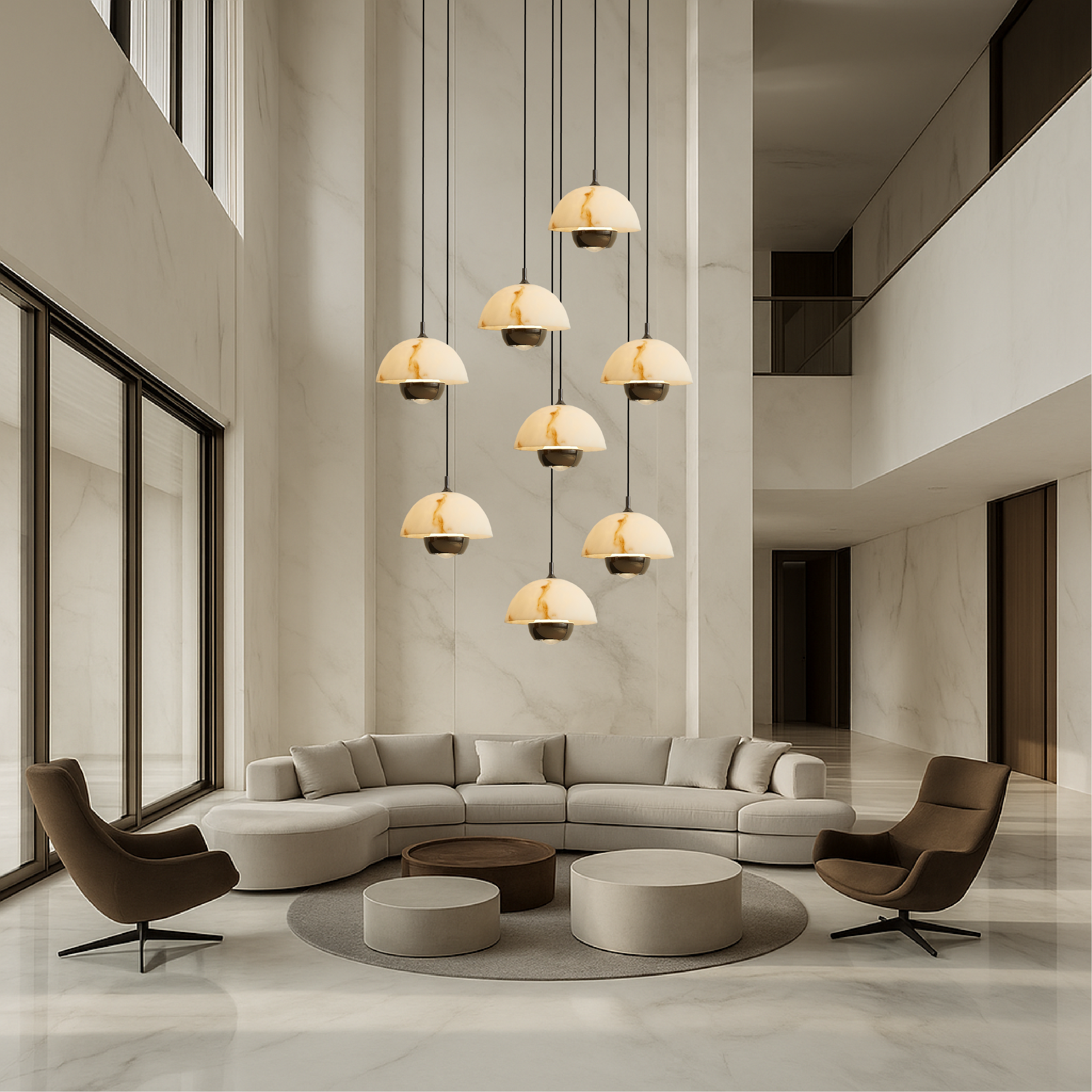 AureaStone | Luxury Natural Marble Staircase Chandelier