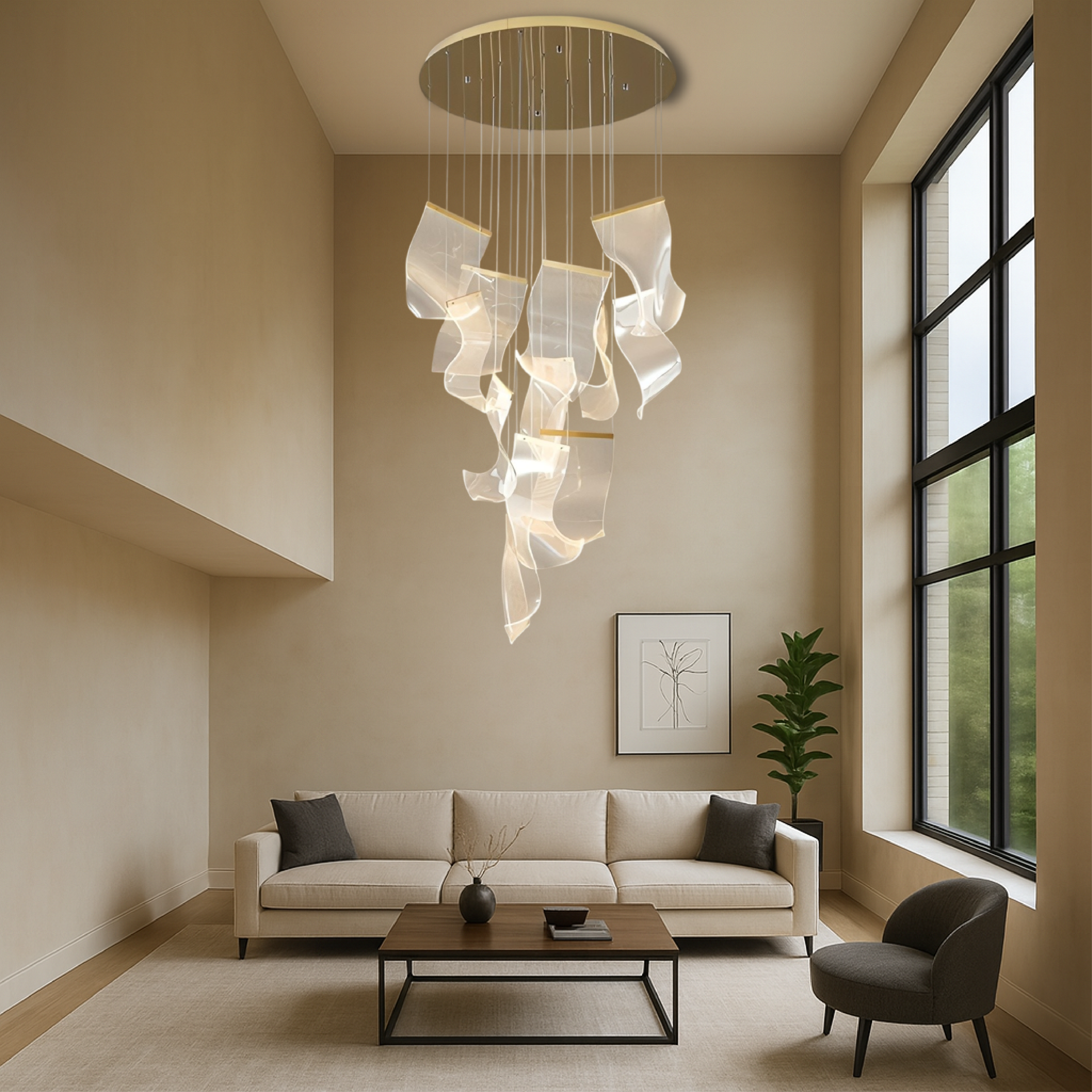 Archinea | Acrylic Gold Stair Chandelier