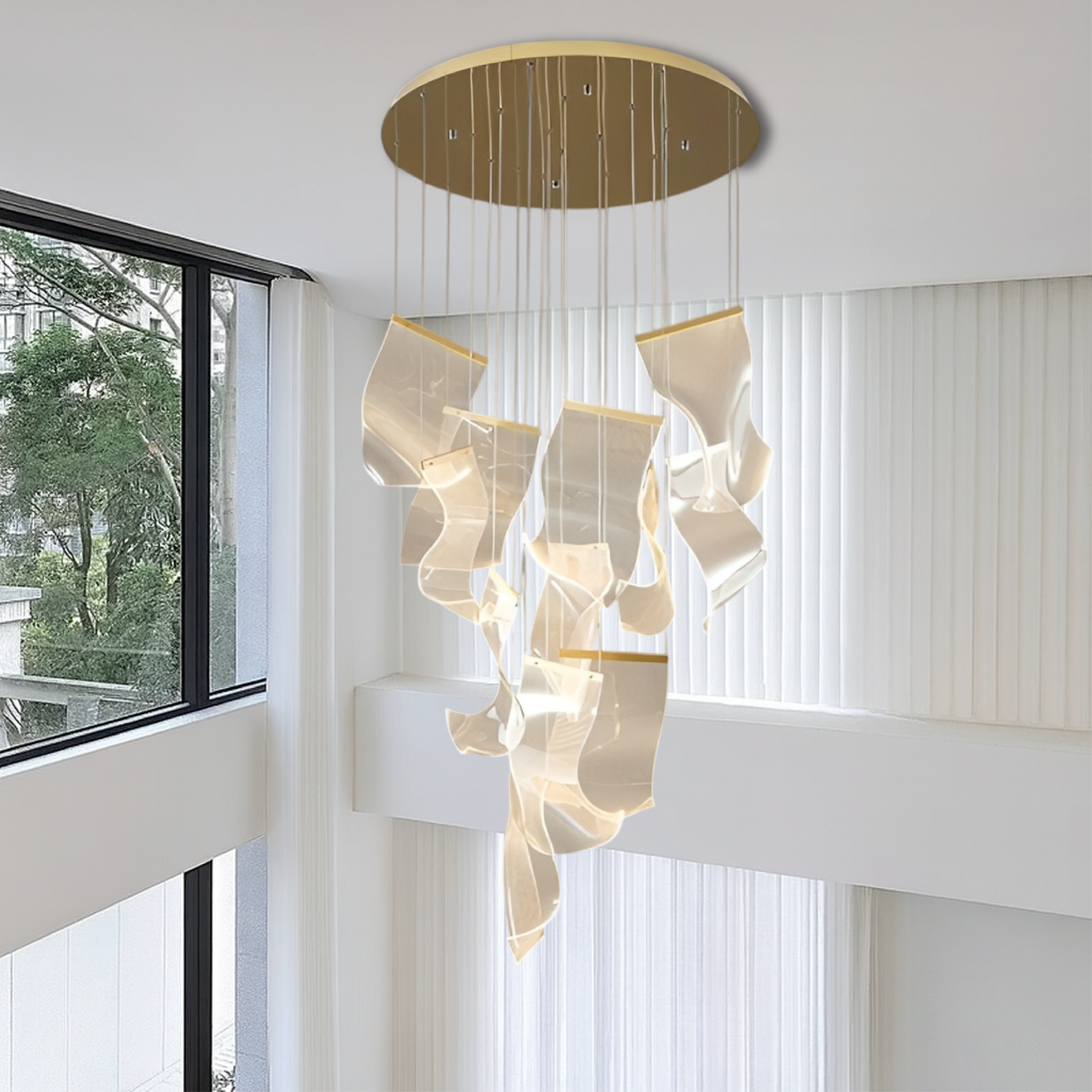 Archinea | Acrylic Gold Stair Chandelier