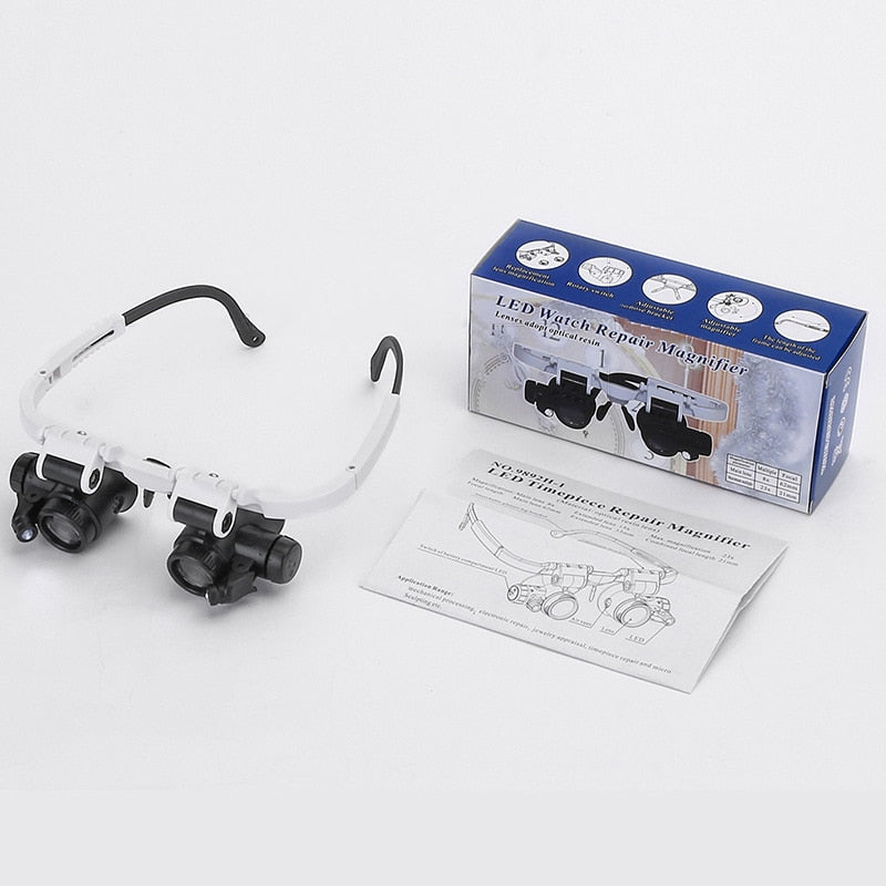 LoupGlow | Adjustable LED Magnifying Glasses with 8x, 15x, and 23x Magnification for Precision Work