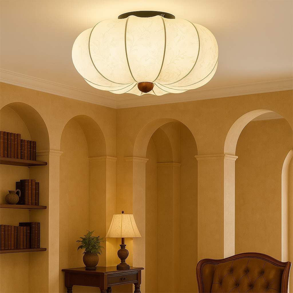 Ambrya | Retro-Inspired Silk Ceiling Lamp with Medieval Design