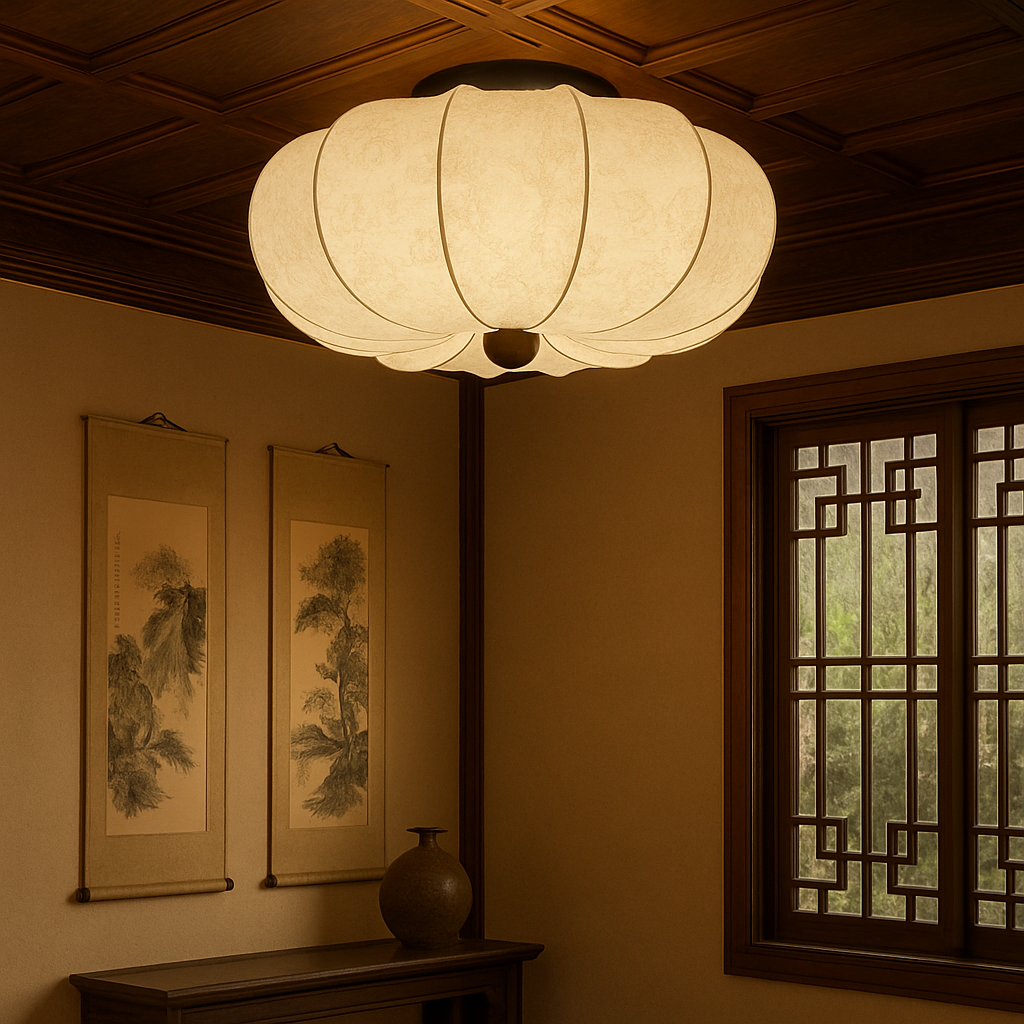 Ambrya | Retro-Inspired Silk Ceiling Lamp with Medieval Design