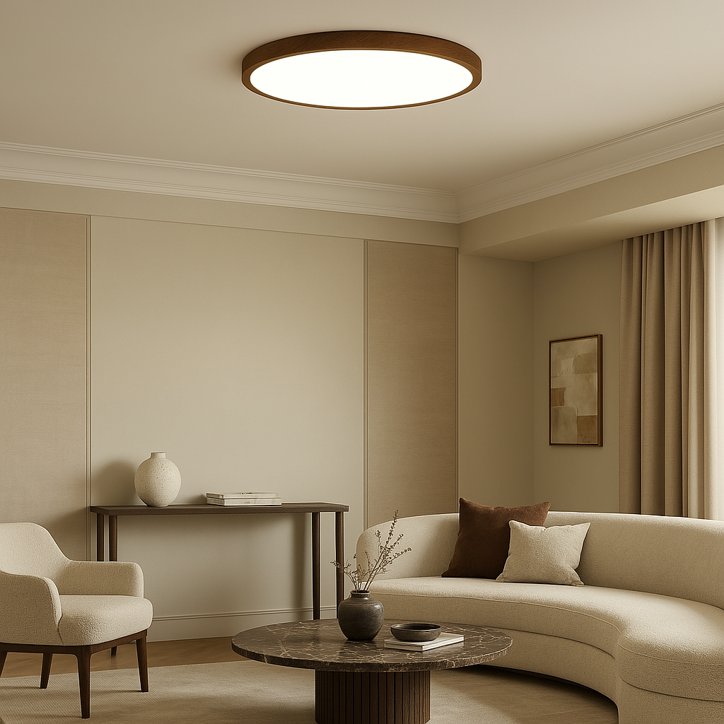 Aurivra | Elegant Dark Wood Grain Ceiling Lamp for Modern Living Spaces
