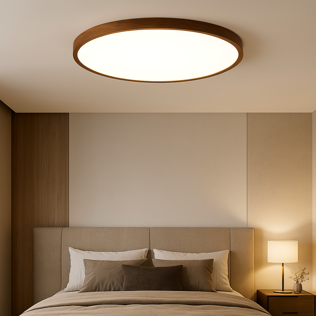 Aurivra | Elegant Dark Wood Grain Ceiling Lamp for Modern Living Spaces