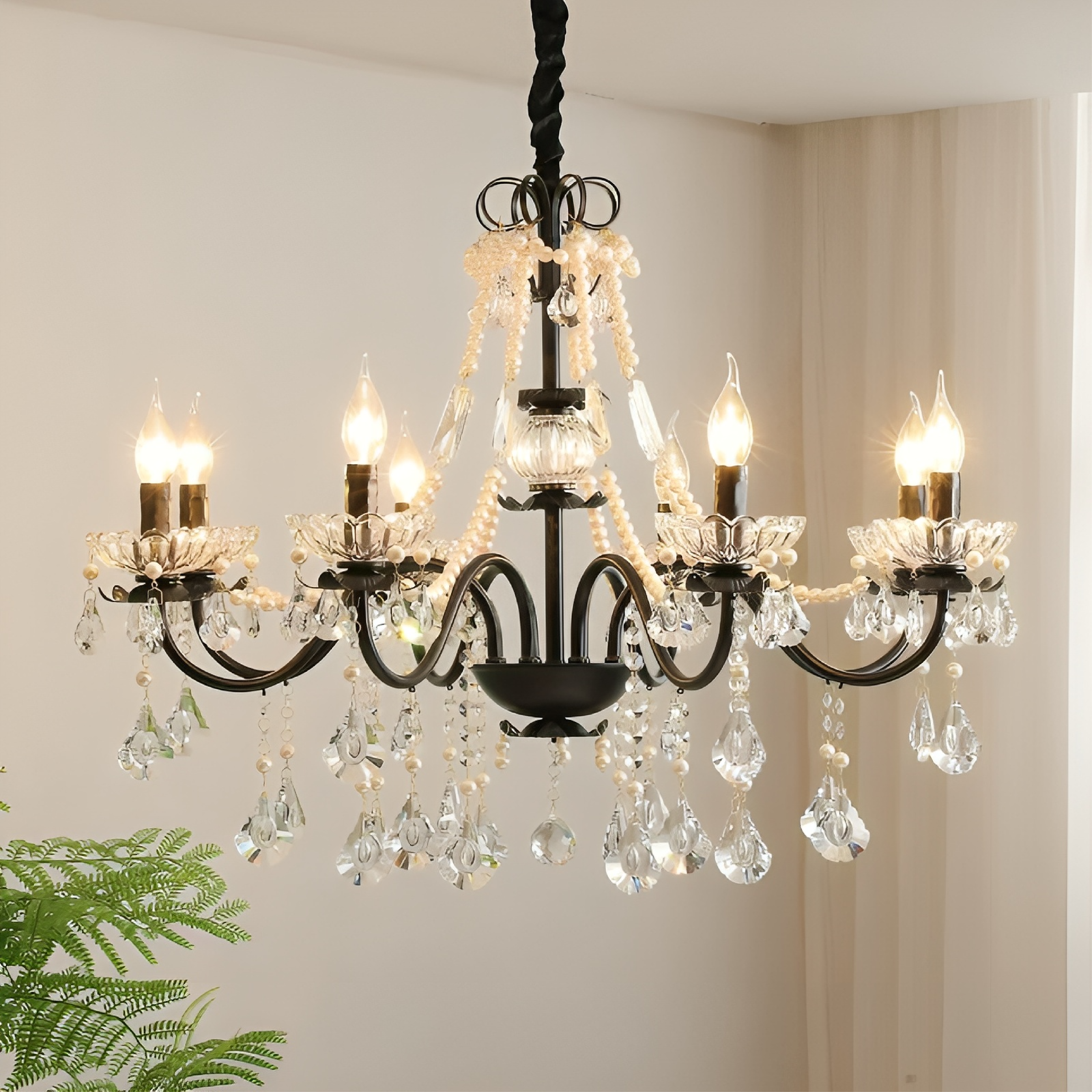 Iris | Black Crystal French Chandelier