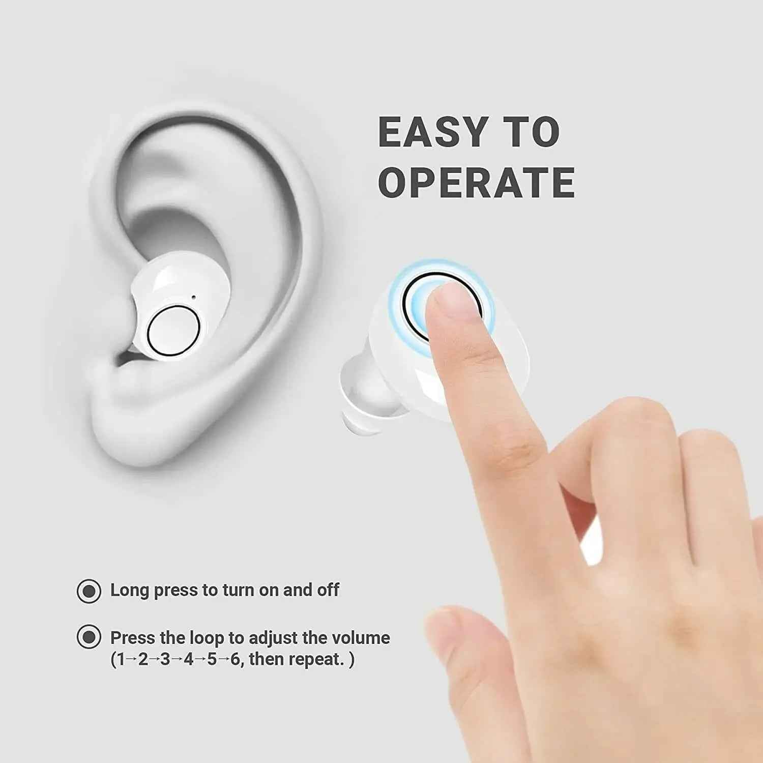 Bluetooth Hearing Aids with App Control | Rechargeable, Compact Design for Enhanced Sound Clarity and Multiple Listening Modes