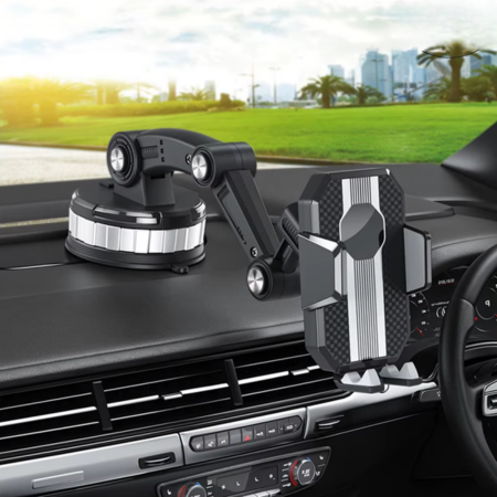 StrongHold | Car Phone Holder with Strong Suction Cup, 360° Rotation, One-Hand Operation – Universal Cell Phone Mount for Car
