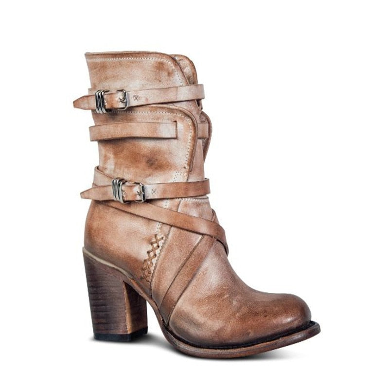 Nereida | Distressed Black Leather Ankle Boots for Women