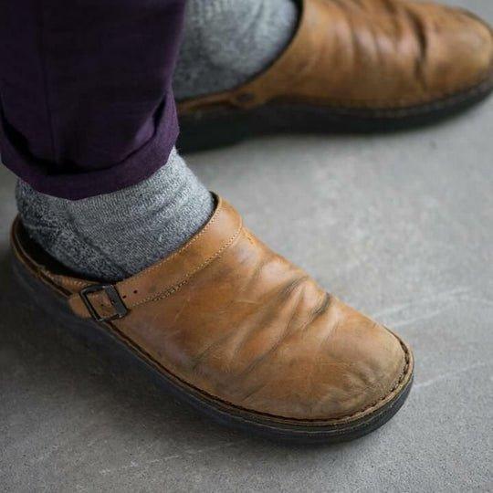 Classic Leather Clogs for Women with Adjustable Buckle | Comfortable Closed Toe Footwear