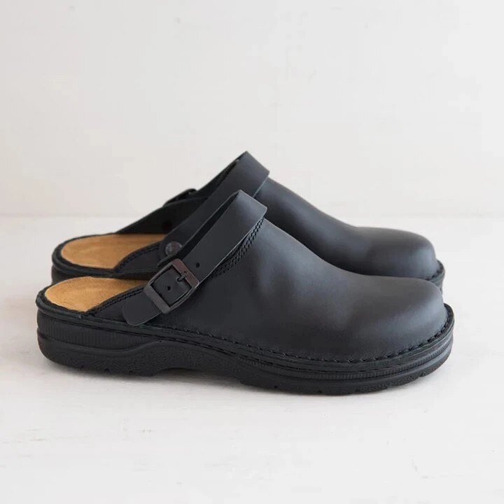 Classic Leather Clogs for Women with Adjustable Buckle | Comfortable Closed Toe Footwear