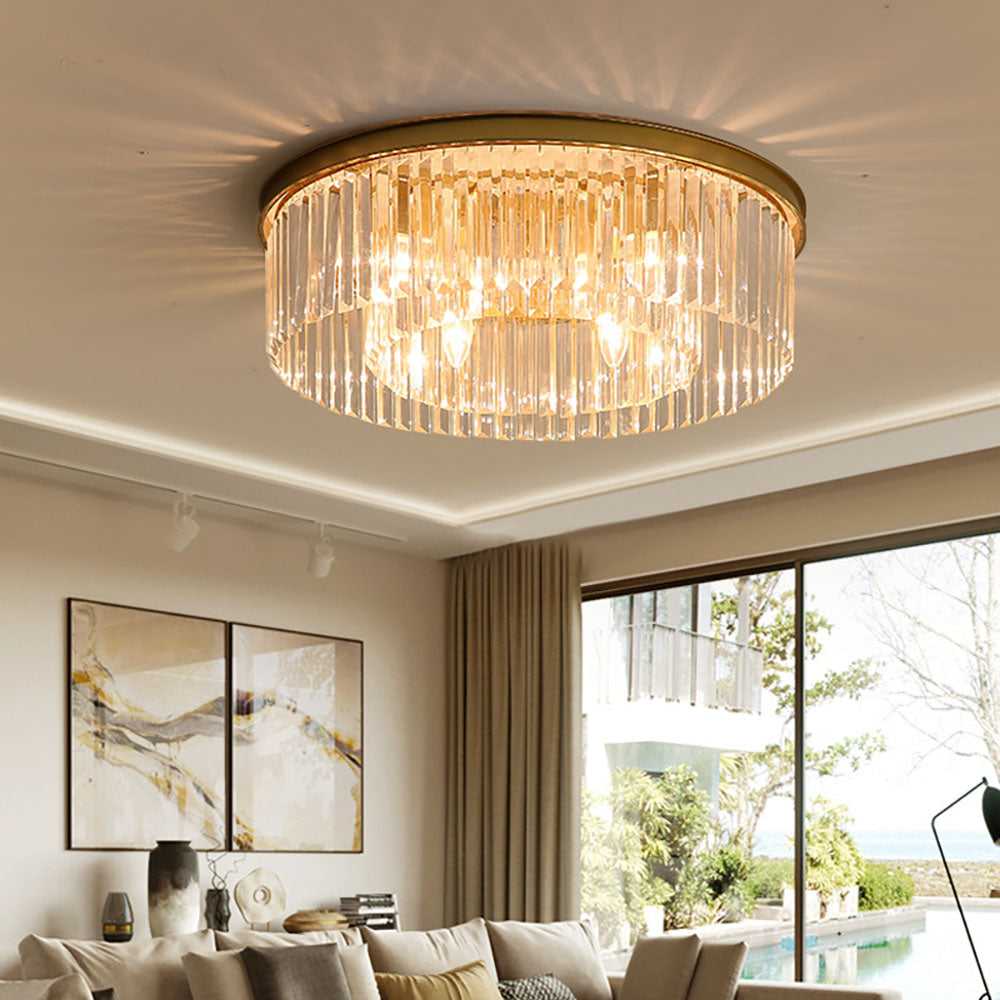 Clarune | Minimalist Crystal Flush Ceiling Light for Living Room