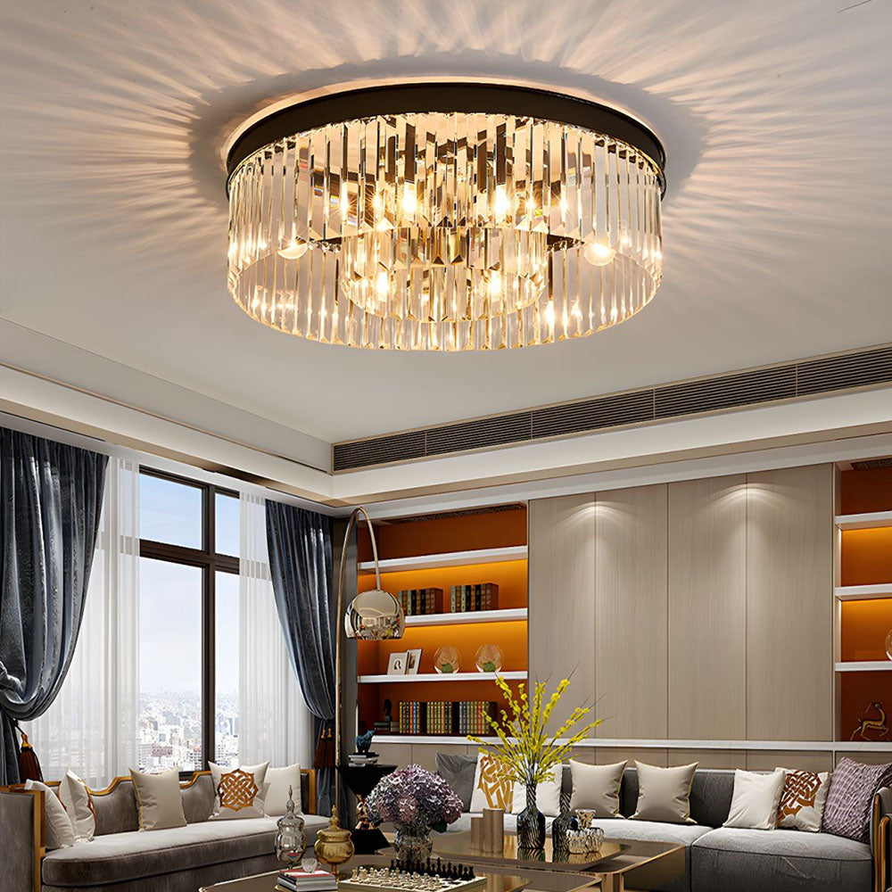 Clarune | Minimalist Crystal Flush Ceiling Light for Living Room