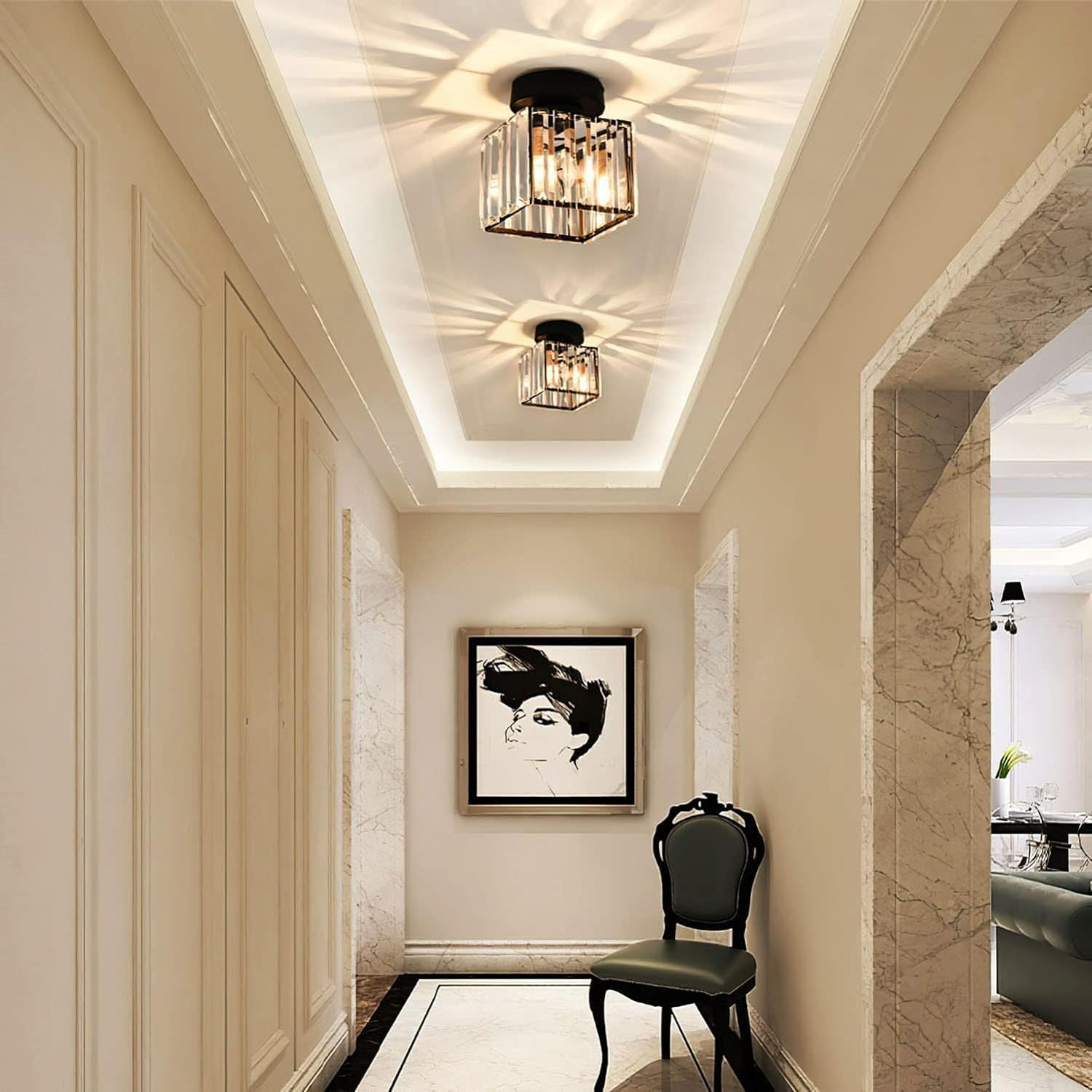 Solvia | Crystal Glass Ceiling Light for Modern Interiors