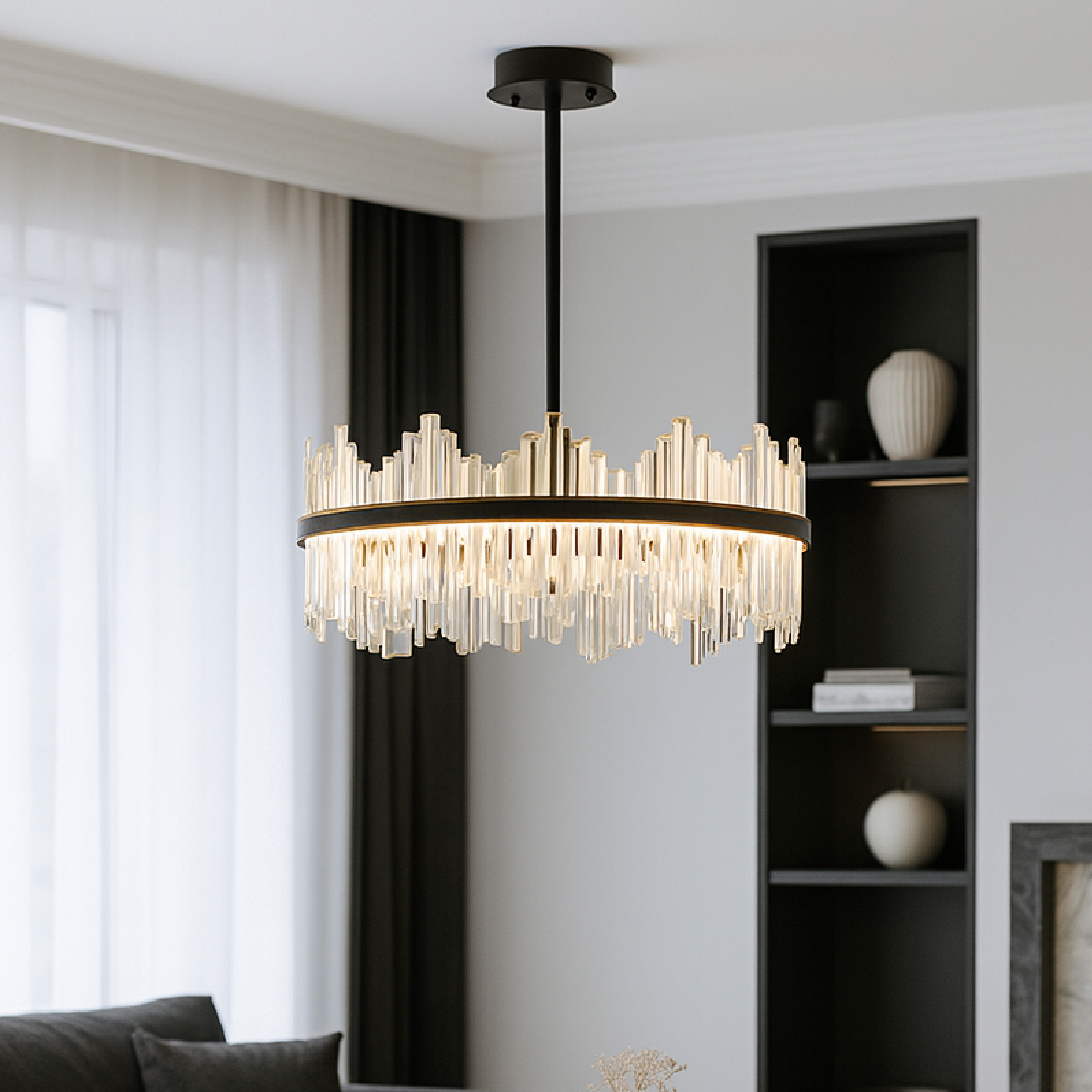 MonteLume | Crystal Black Chandelier Terri