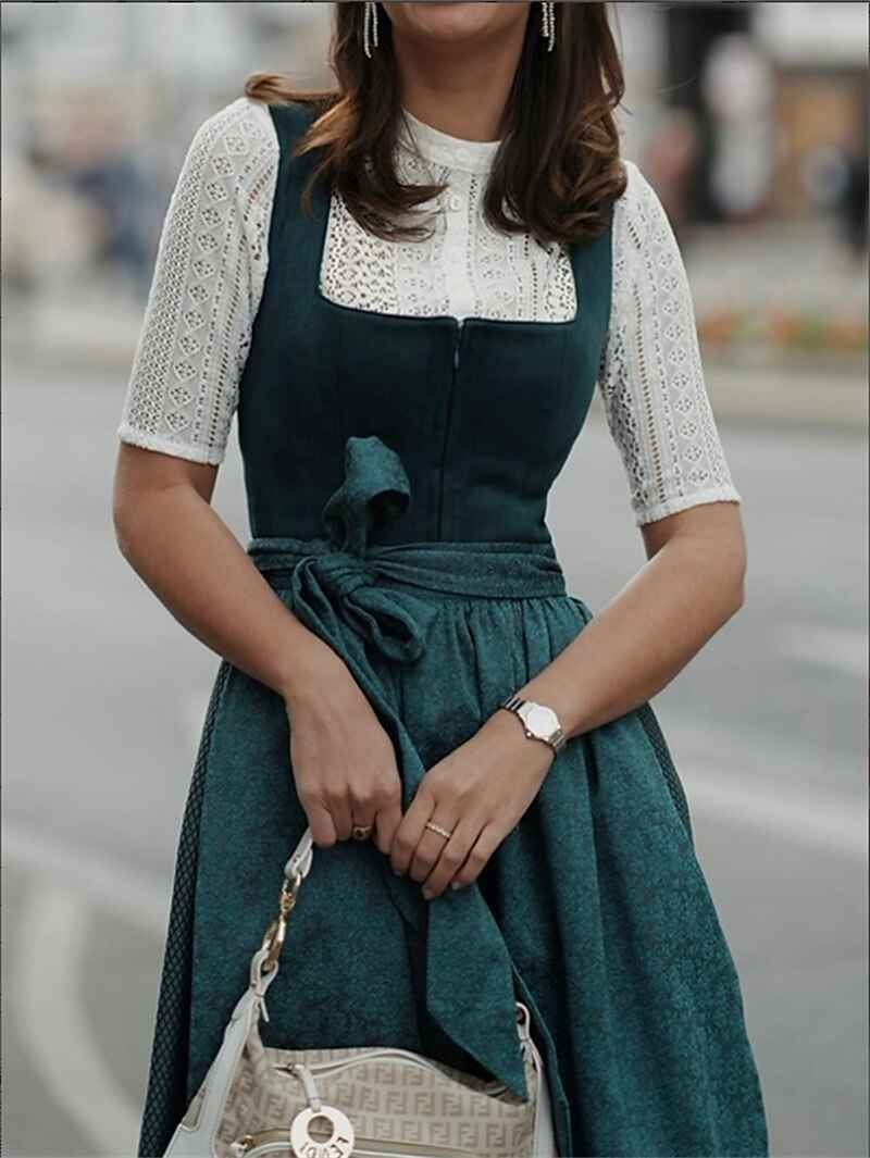 Dirndl for Women in Dark Green – Oktoberfest | Classic Traditional Dress with an Elegant Touch