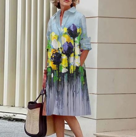 Elegant Casual Printed Women's Midi Dress | Flattering Summer Style for Any Occasion
