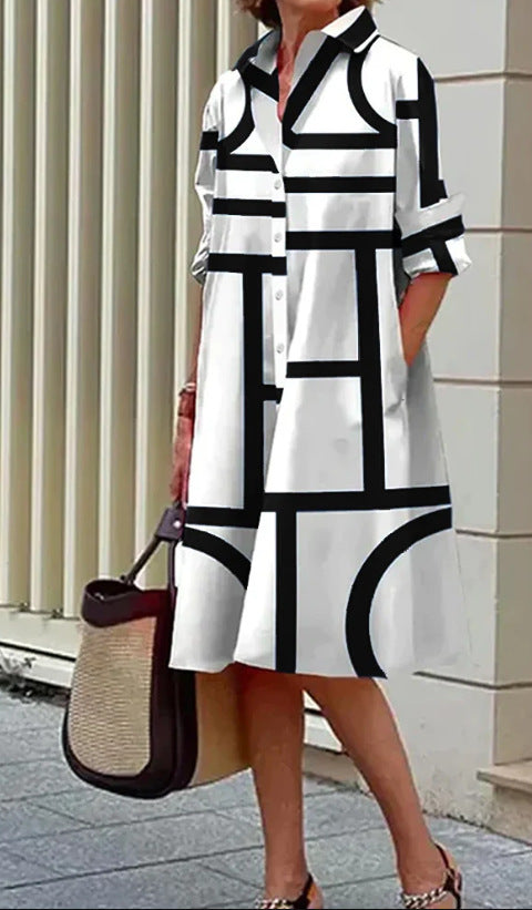 Elegant Casual Printed Women's Midi Dress | Flattering Summer Style for Any Occasion