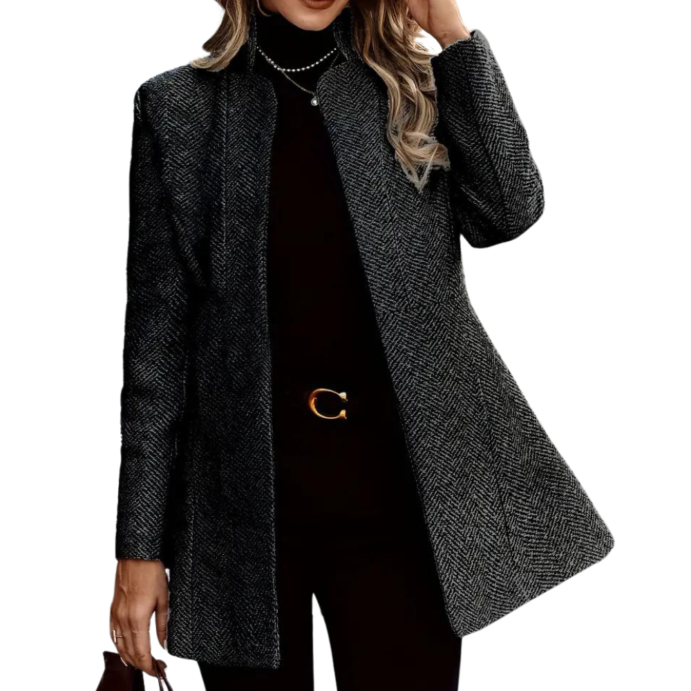 Sophia | Elegant Black Long Winter Coat for Women