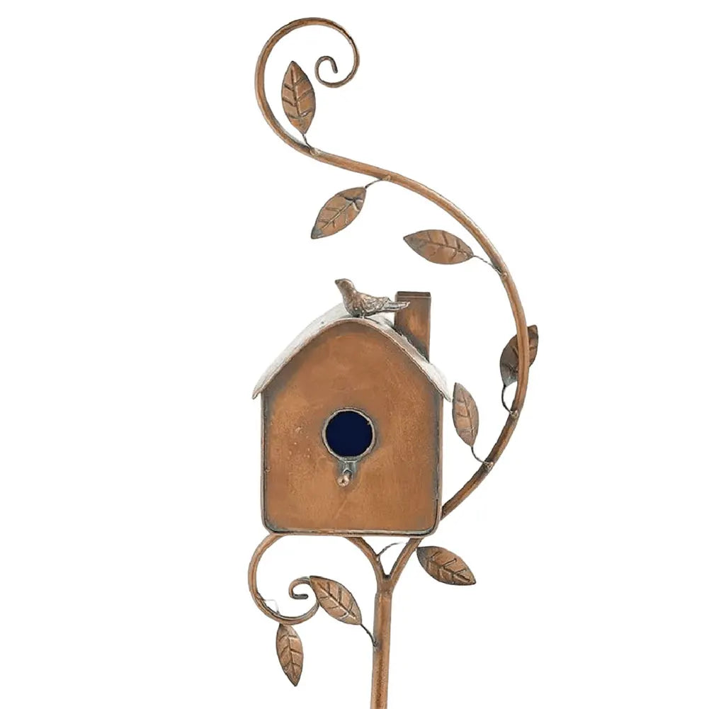 Decorative Metal Birdhouse with Pole for Garden Decoration | Durable and Weather-Resistant Bird House for Outdoor Spaces