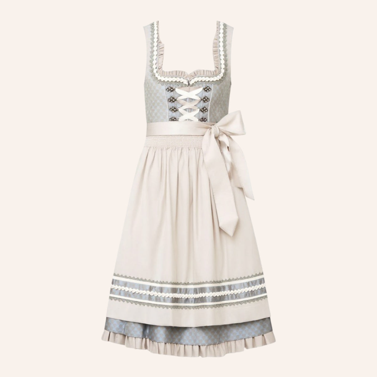 Elegant Dirndl Dress in Apricot – Oktoberfest | Elegant Traditional Dress with Classic Apron