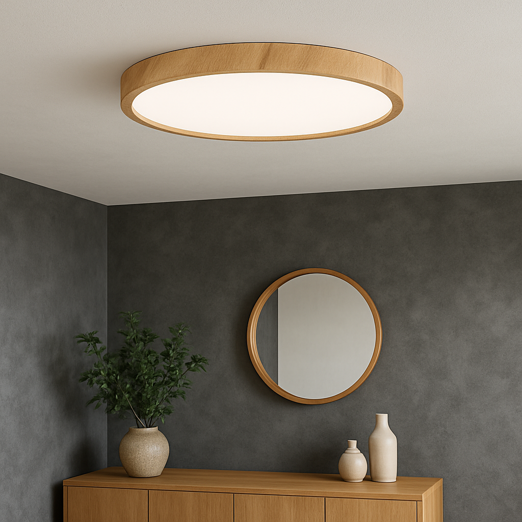 Evilon | Elegant Ceiling Lamp Featuring Warm Wood Grain Texture