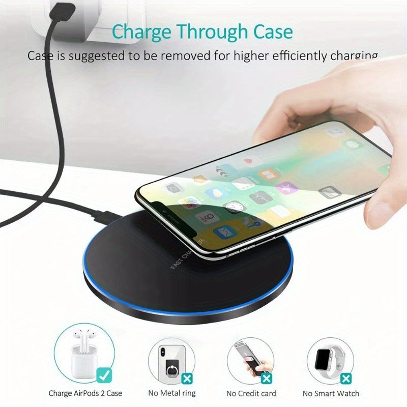 Fast Wireless Charger | 15W Induction Charging Pad for iPhone and Android Devices, Sleek Design, Cable-Free Convenience