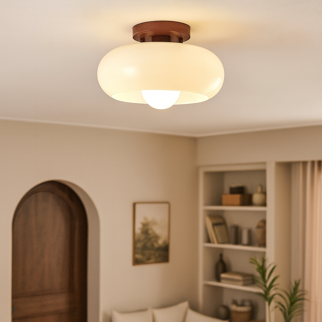 Quartzel | French Bauhaus Cream Ceiling Lamp