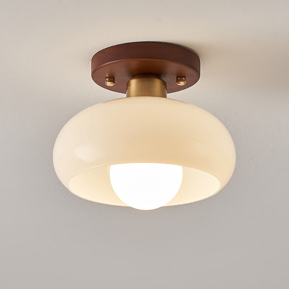 Luxaro | Glass Ceiling Light with Wood for Elegant Hallway