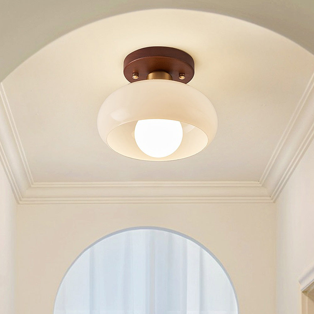 Luxaro | Glass Ceiling Light with Wood for Elegant Hallway