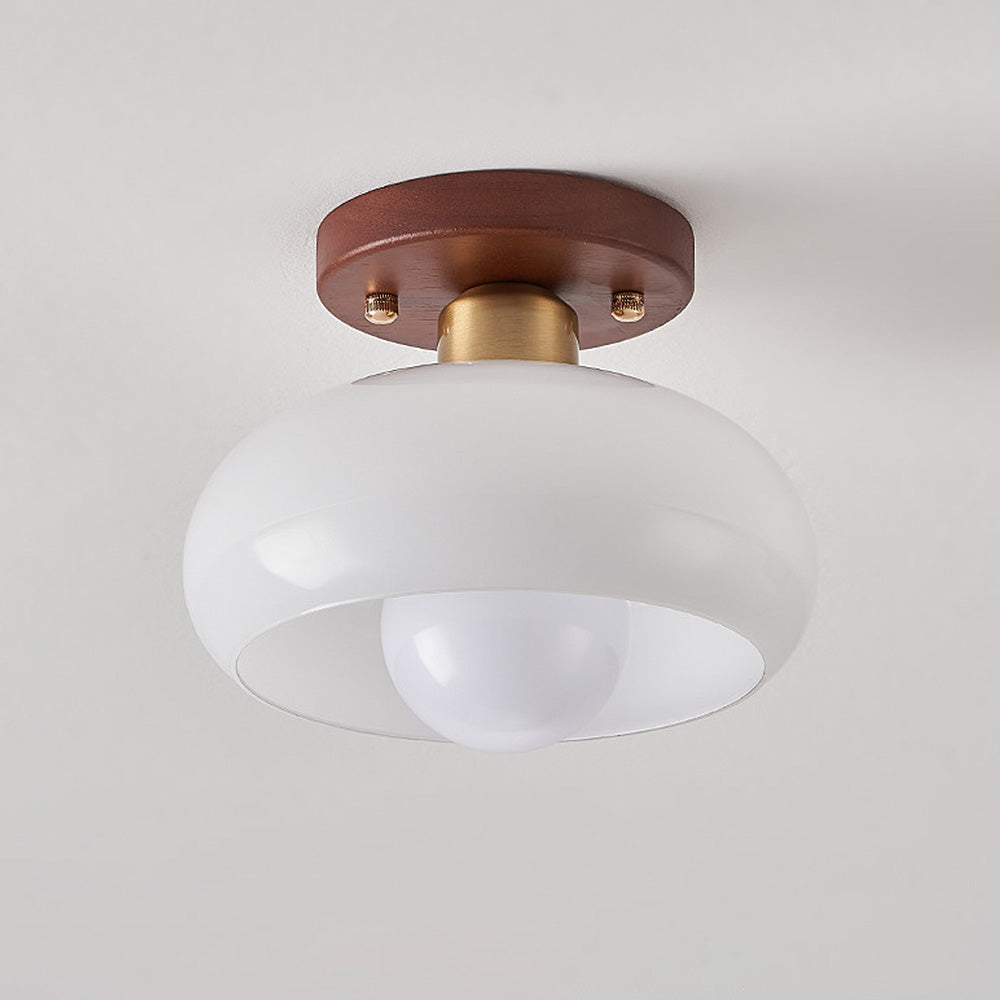 Luxaro | Glass Ceiling Light with Wood for Elegant Hallway