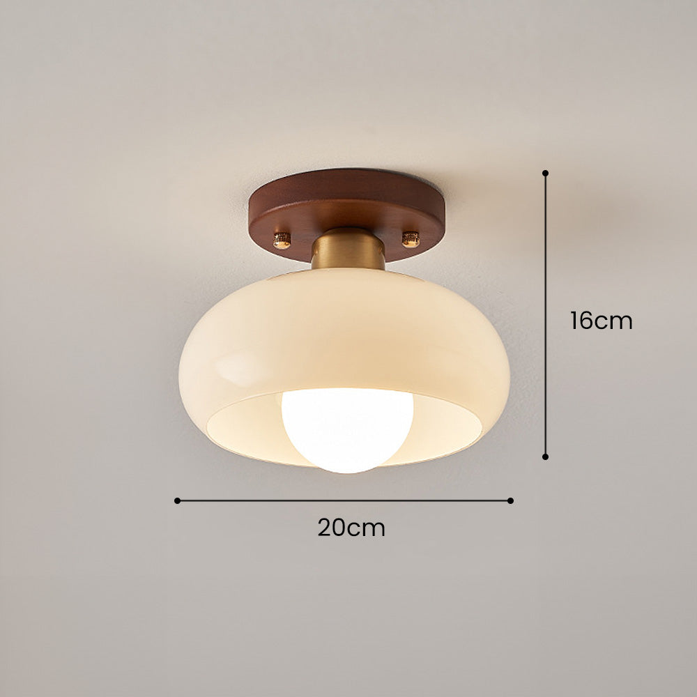 Luxaro | Glass Ceiling Light with Wood for Elegant Hallway