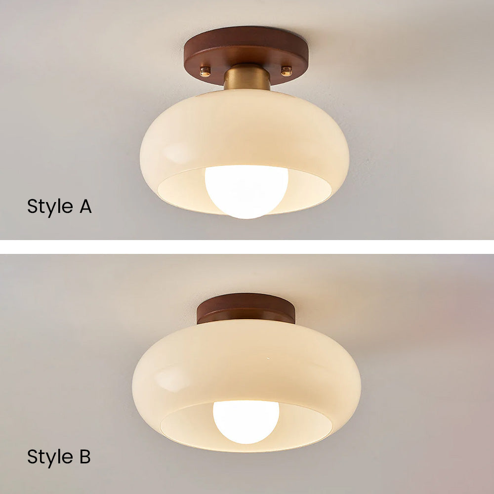 Luxaro | Glass Ceiling Light with Wood for Elegant Hallway