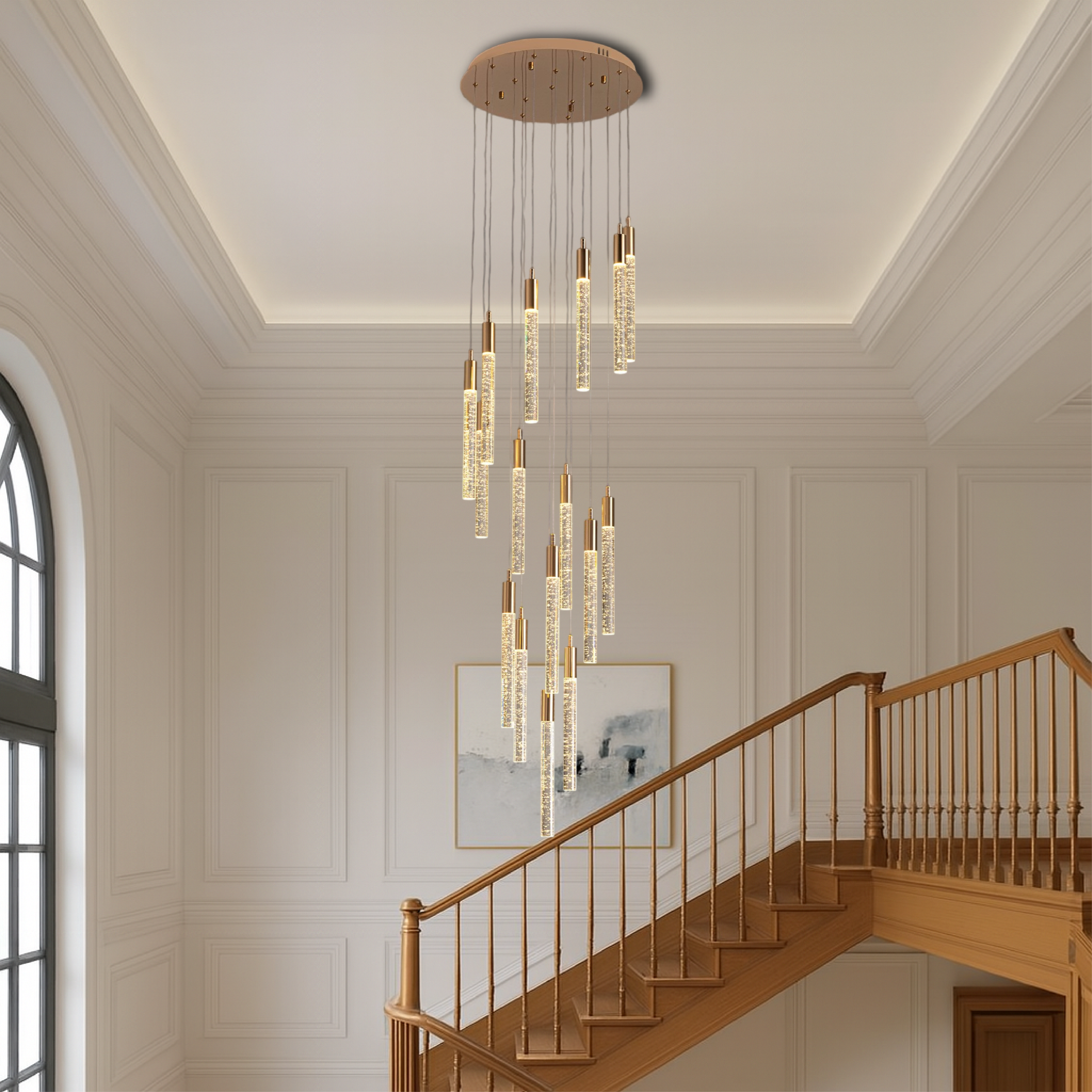 Lumina | Gold Acrylic Stair Chandelier