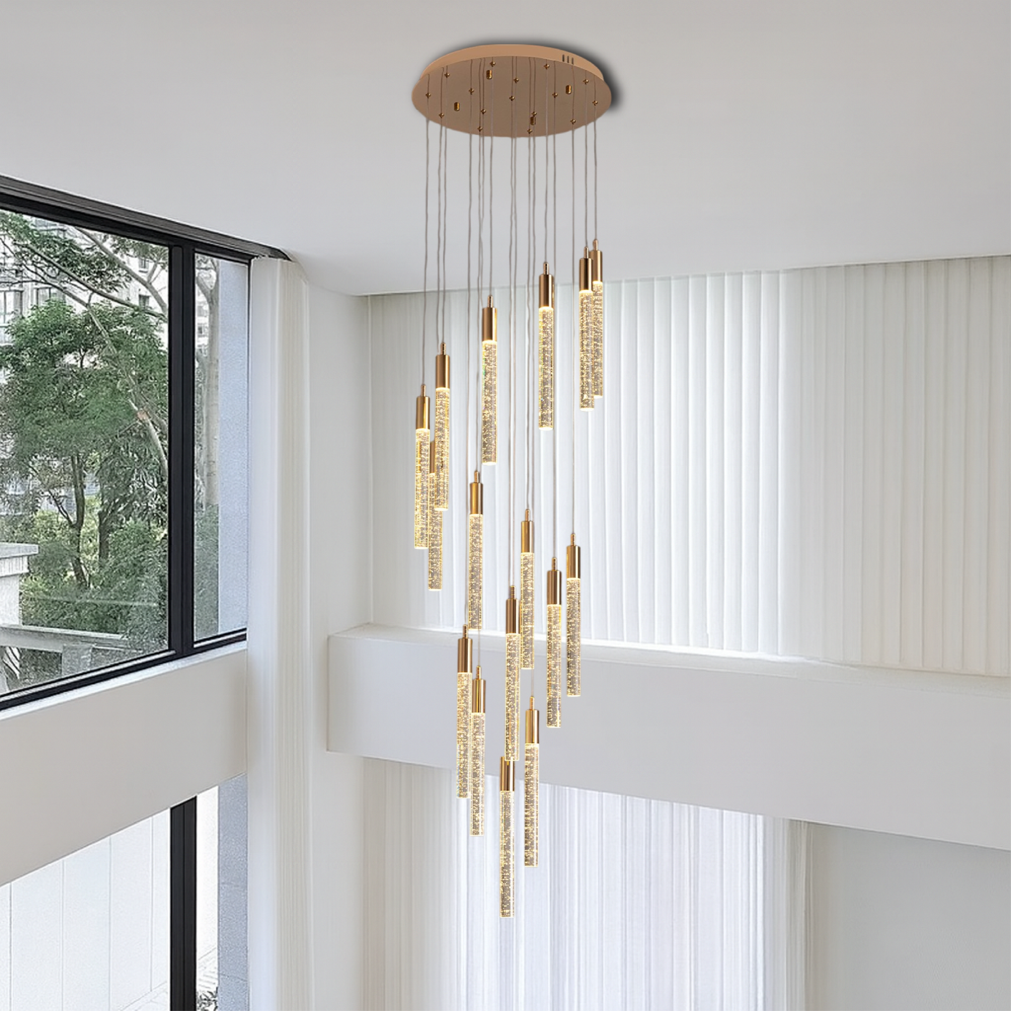 Lumina | Gold Acrylic Stair Chandelier