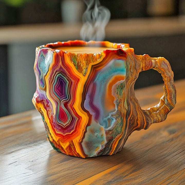 Handcrafted Mineral Crystal Mug | Insulated, Microwave Safe, 350-450 ml, Unique Design