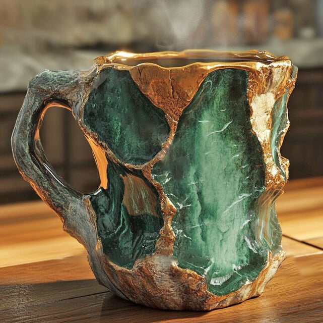 Handcrafted Mineral Crystal Mug | Insulated, Microwave Safe, 350-450 ml, Unique Design