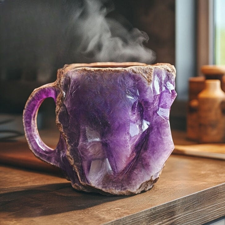 Handcrafted Mineral Crystal Mug | Insulated, Microwave Safe, 350-450 ml, Unique Design