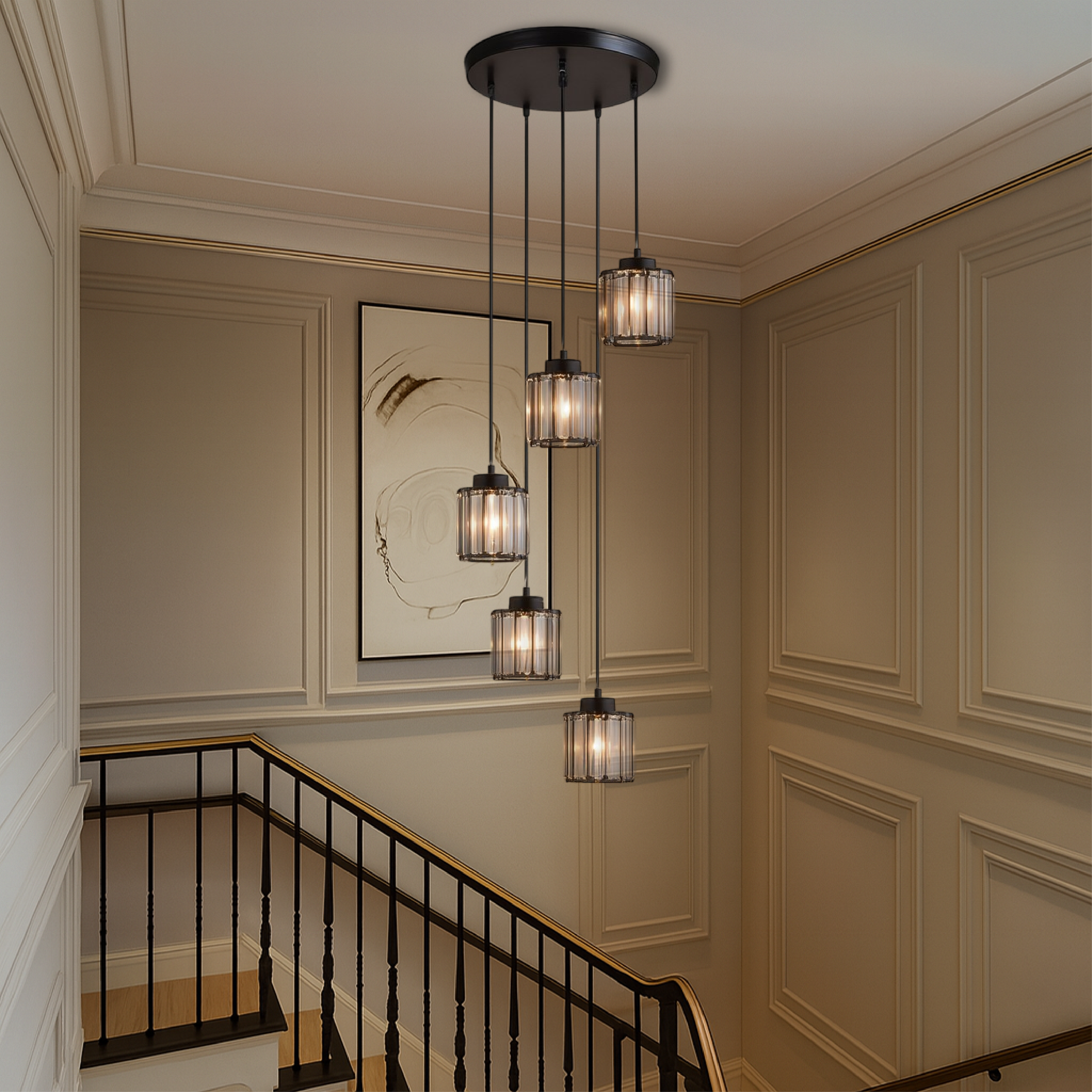Marbleux | Crystal Stair Chandelier