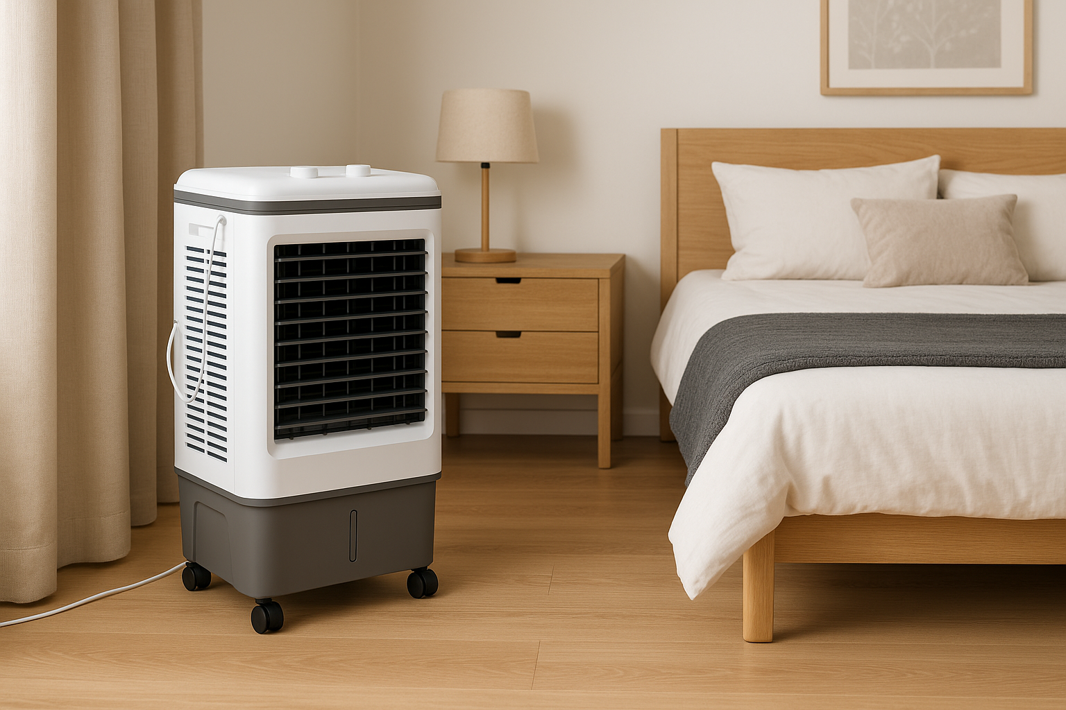 Industrial Evaporative Cooler | 4-in-1 Air Fan with 12-Gallon Water Tank & Easy-Roll Wheels | High Volume Flow | For Workshops & Garages